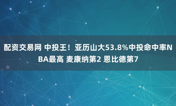 配资交易网 中投王！亚历山大53.8%中投命中率NBA最高 麦康纳第2 恩比德第7