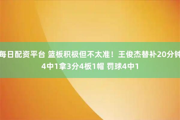 每日配资平台 篮板积极但不太准！王俊杰替补20分钟4中1拿3分4板1帽 罚球4中1